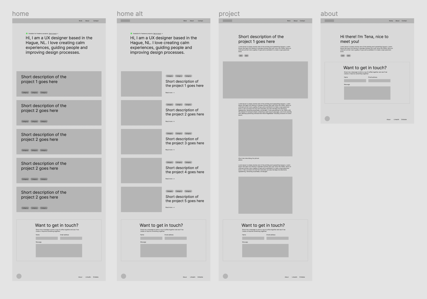 Image of the portfolio wireframes