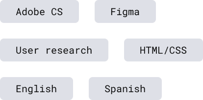 Example of a few skills displayed as blocks in a CV